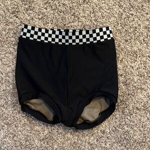 Kids' Black Shorts with Checkered Waistband